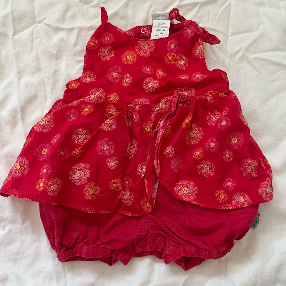Y2K Carter's Red Floral bubble Romper Hungry Caterpillar